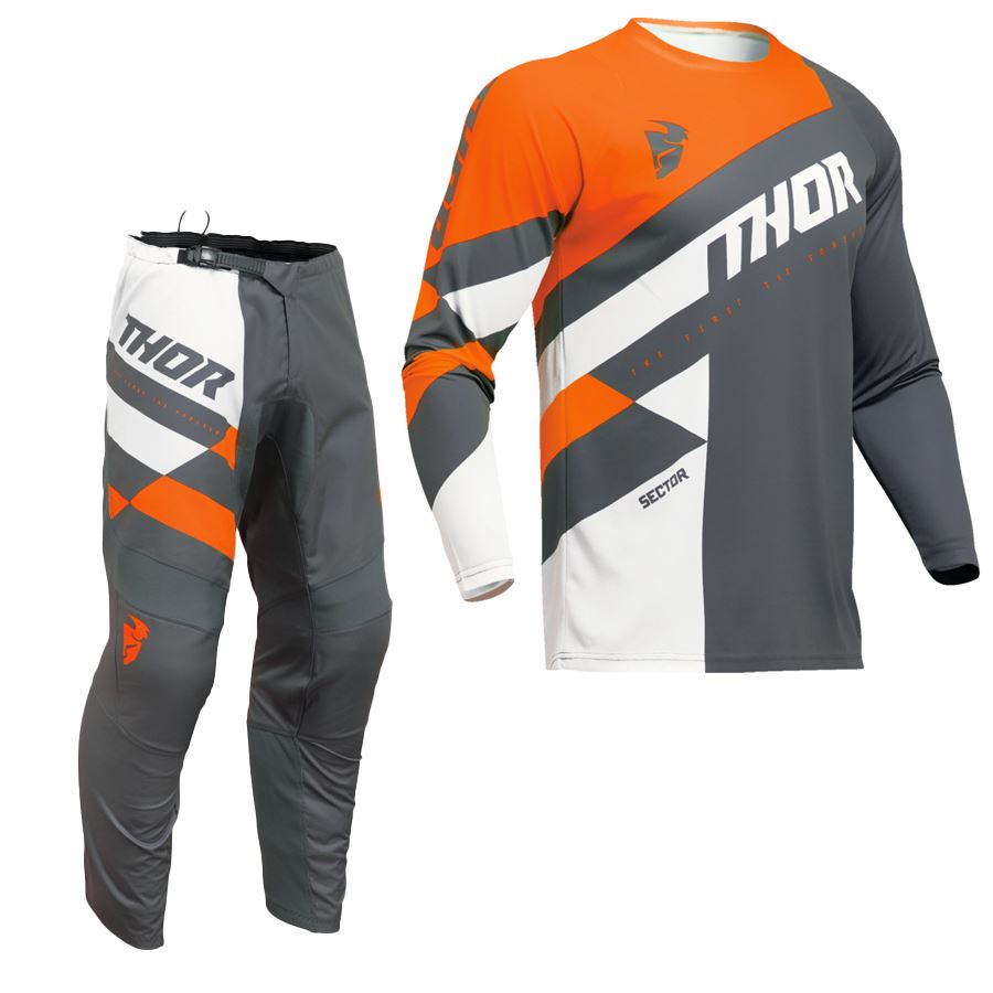 Thor 2024 Youth Sector Checker Charcoal Orange Motocross Combo Kit