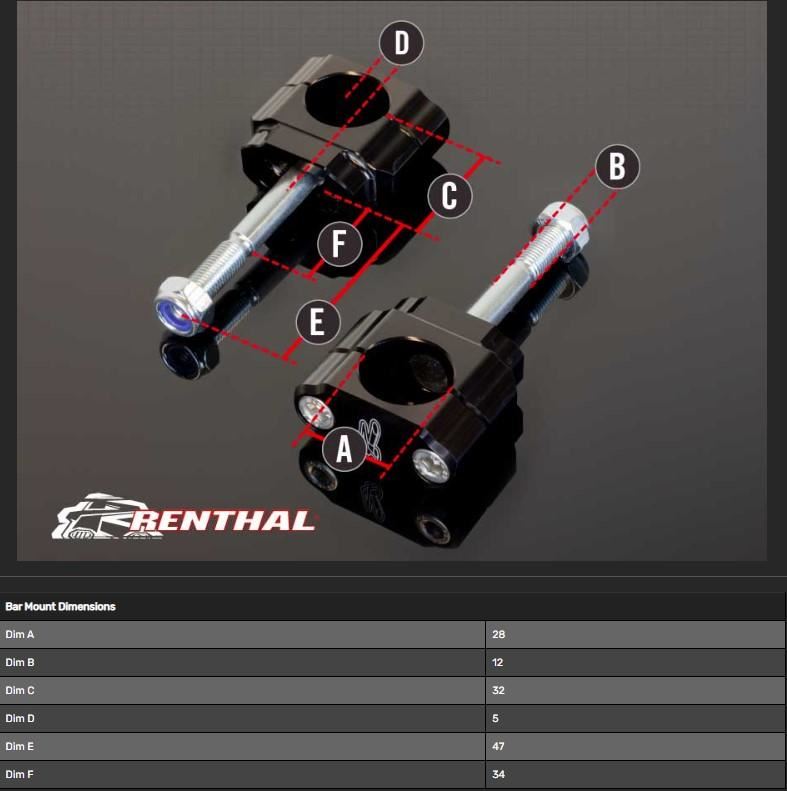 Renthal Fat Bar 28.6mm Mounts 5mm Off Set For Honda CRF 450X 2005-2024