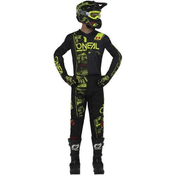 O'Neal 2024 Motocross Combo Kit Element Attack Youth Neon Yellow Black