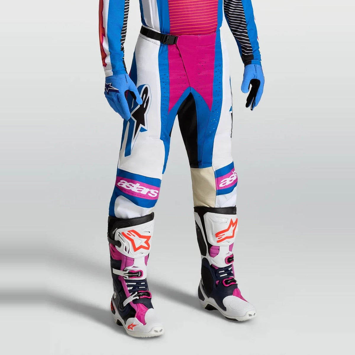 Alpinestars 2027 Techstar Maven MX Pants White Hot Coral Blithe Blue