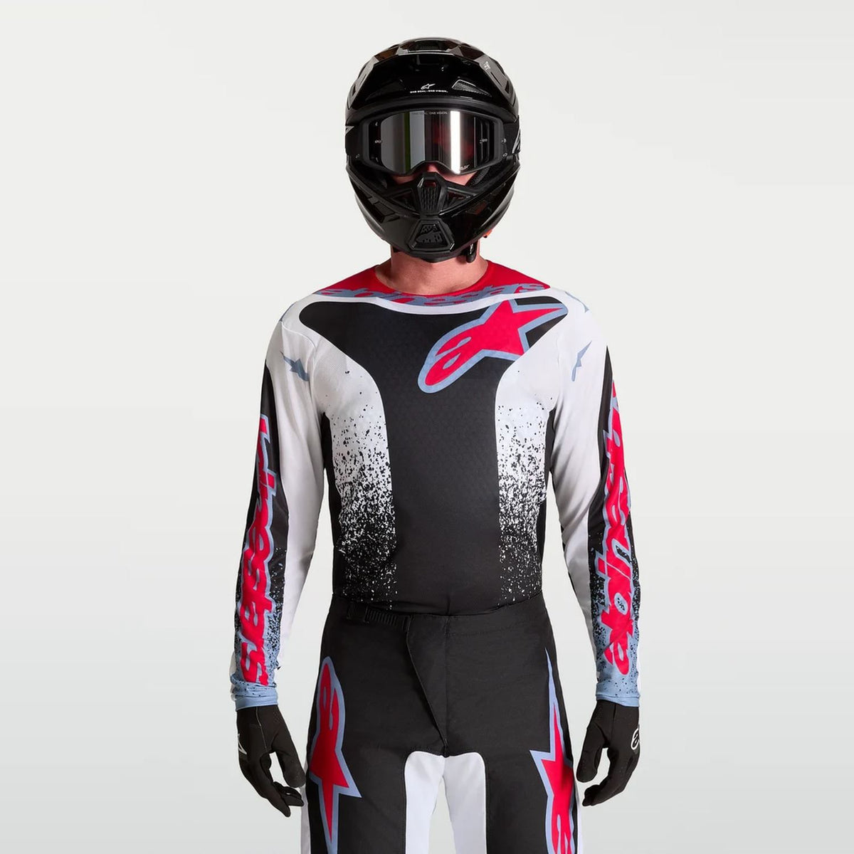 Alpinestars 2027 Fluid Drag MX Jersey Black White Light Blue Red Fluo