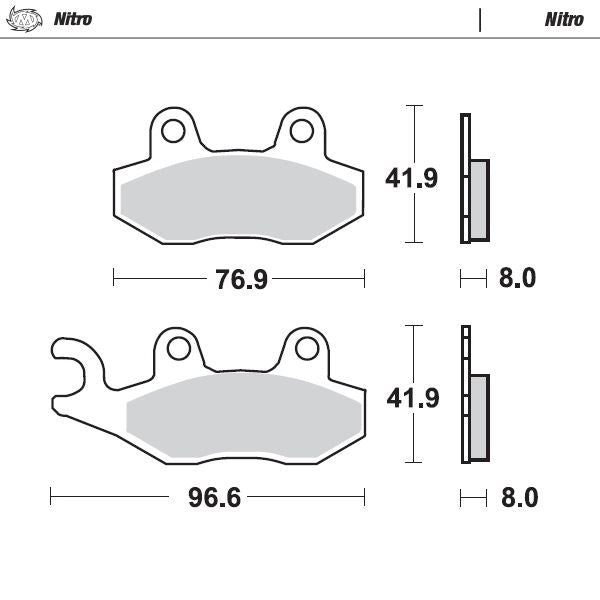 Moto-Master Rear Nitro Sintered Brake Pads For Bombardier/Can Am Maverick Max 1000 2014-2018