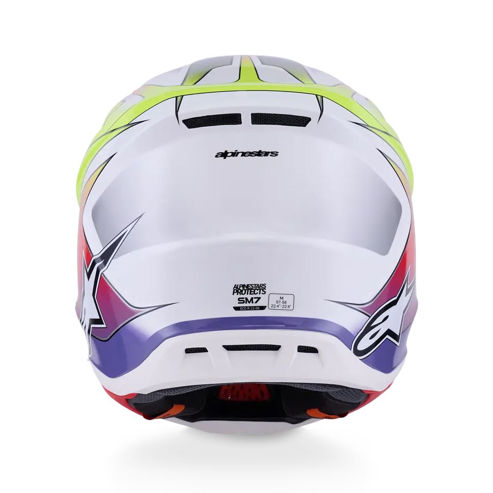Alpinestars 2026 SM7 Fuse Motocross Helmet White Yellow Flo Purple