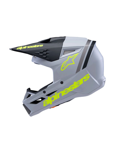 Alpinestars 2025 SM3 Radium Youth Motocross Helmet Grey Black Yellow Fluo Matt