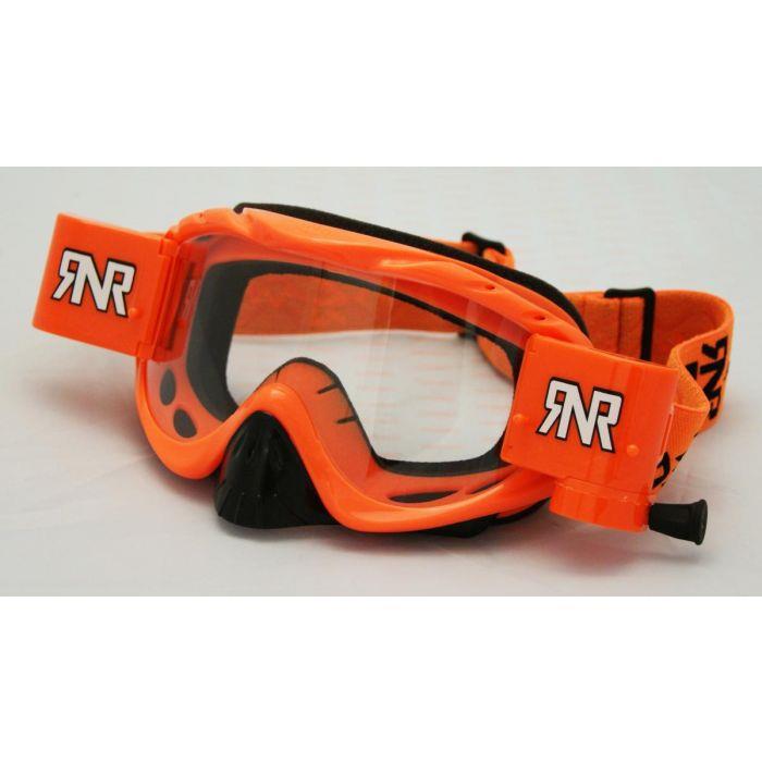 RNR Hybrid Neon Orange Fully Loaded Goggle Roll Off And Tear Off