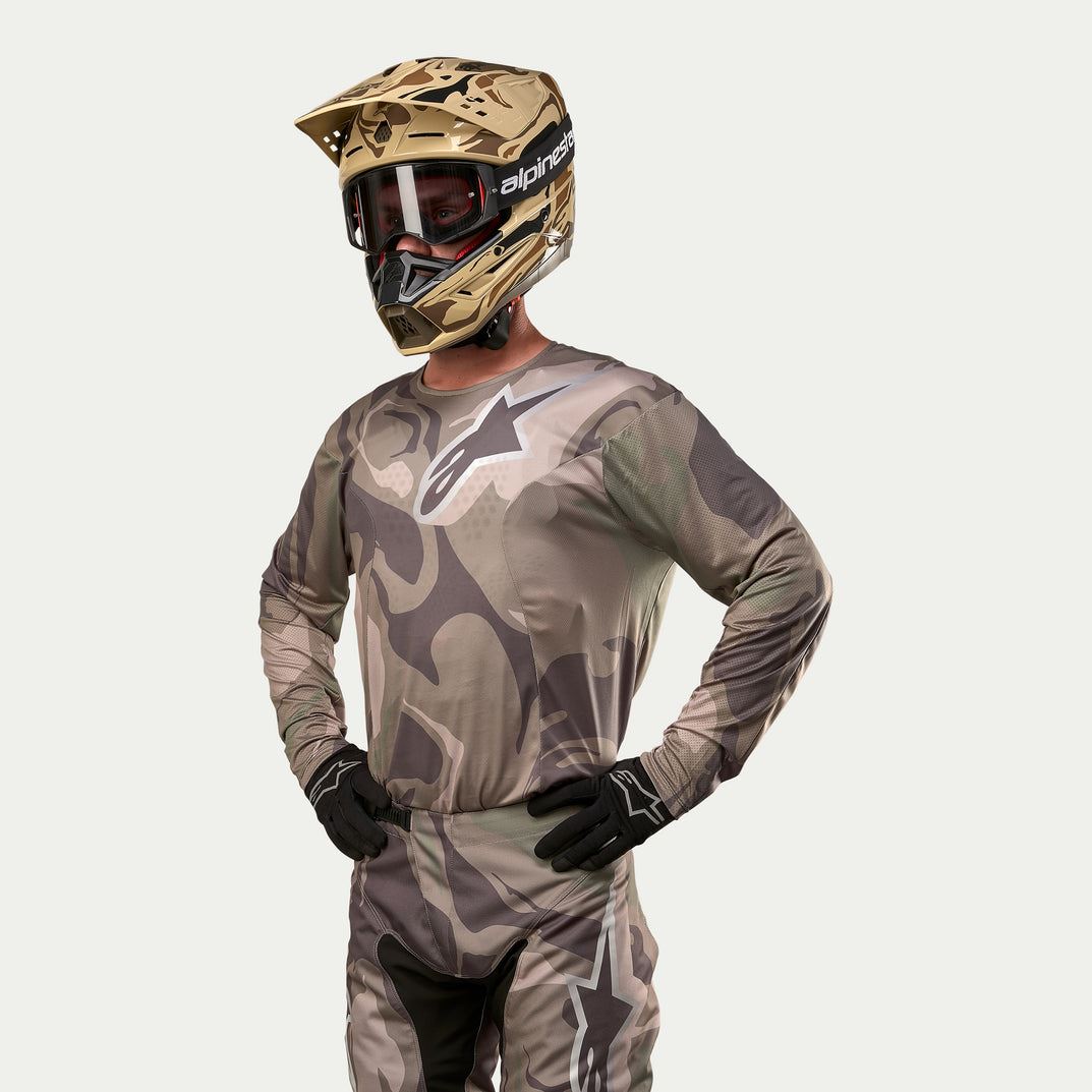 Alpinestars 2024 Racer Tactical Motocross Combo Kit Pants & Jersey Military Green Camo Brown Clearance