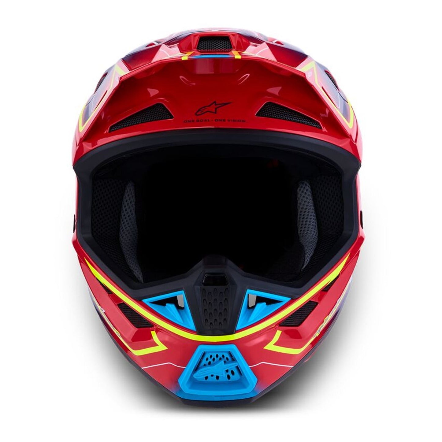 Alpinestars 2027 S-M7 Cast MX Helmet Red Yellow Fluo Blue