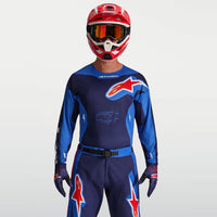 Alpinestars 2027 Racer Hunt MX Jersey Strong Blue Deep Blue Fire Red
