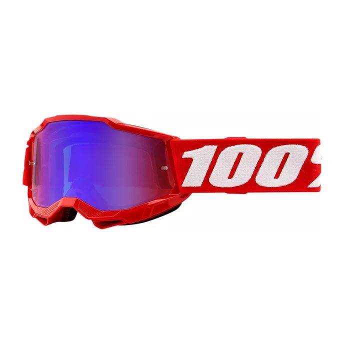 100% MX Goggles Accuri  2 Youth Red Red Blue Mirror
