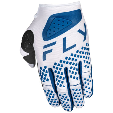 Fly Racing 2025 Youth Kinetic Center Motocross Gloves White Navy