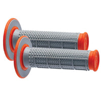 Renthal Dual Compound Tapered Half Waffle Grips Grey Orange MX Enduro