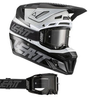 Leatt 2024 Helmet Moto 8.5 V22 Black White 5.5 Goggles & Bag