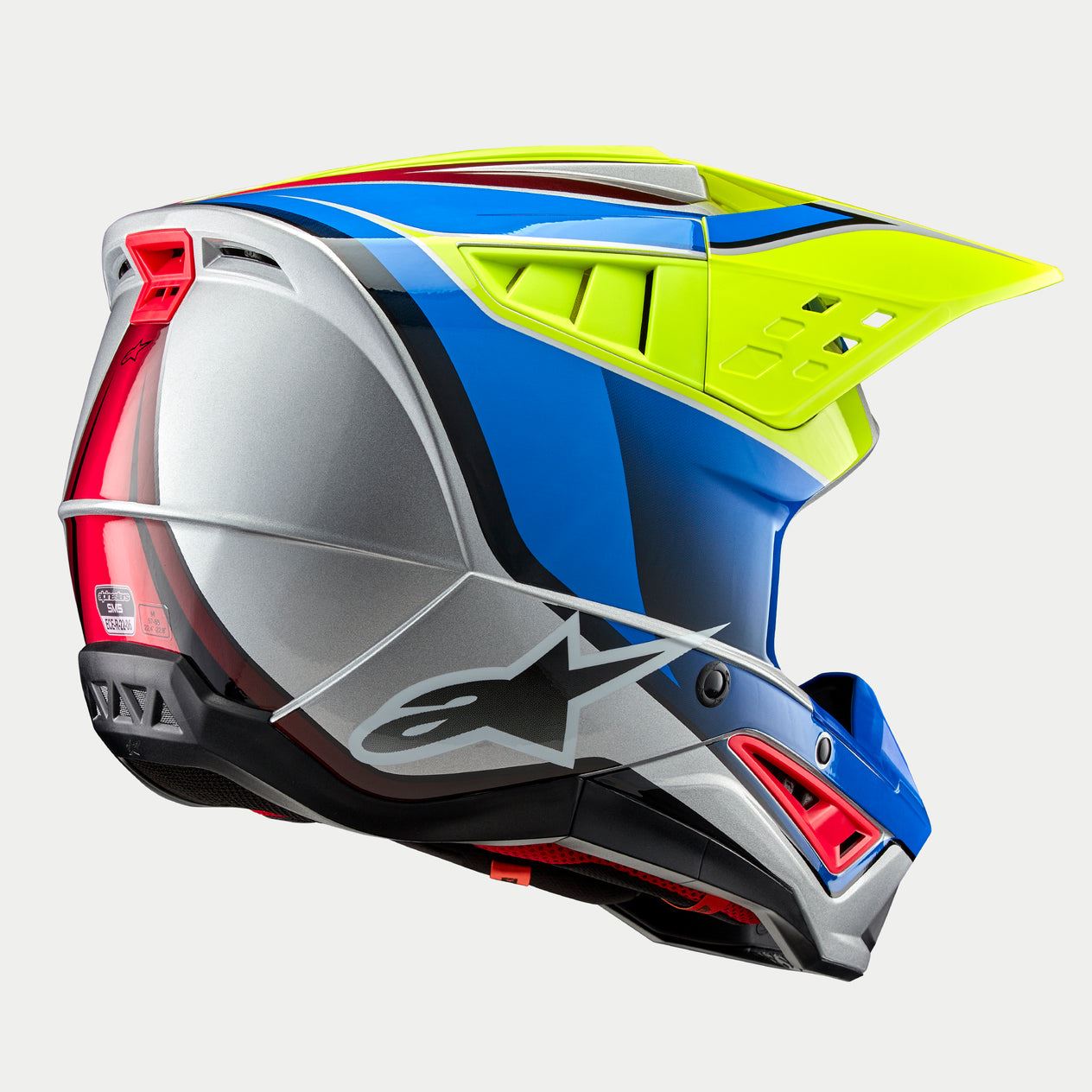 Alpinestars 2026 Supertech SM5 Sail Yellow Fluo Enamel Blue Silver Motocross Helmet
