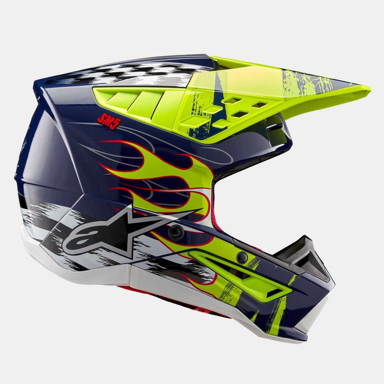 Alpinestars 2026 Supertech SM5 Rash Night Navy Yellow Fluo Motocross Helmet