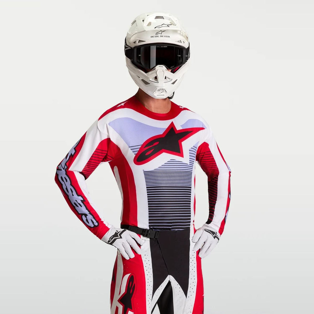 Alpinestars 2027 Techstar Maven MX Jersey Fire Red White Lavender Black
