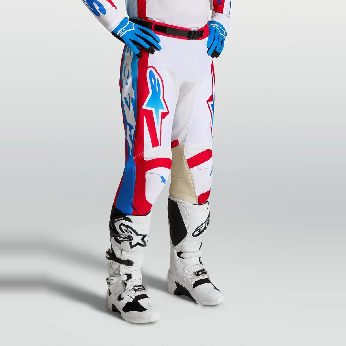 Alpinestars 2027 Racer Hunt MX Pants White Fire Red Ucla Blue