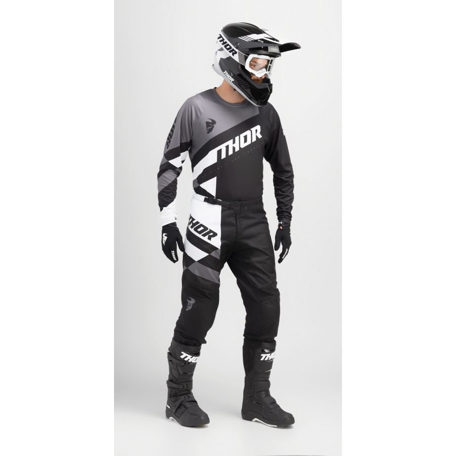 Thor 2025 Sector Checker Black Grey Motocross Combo Kit