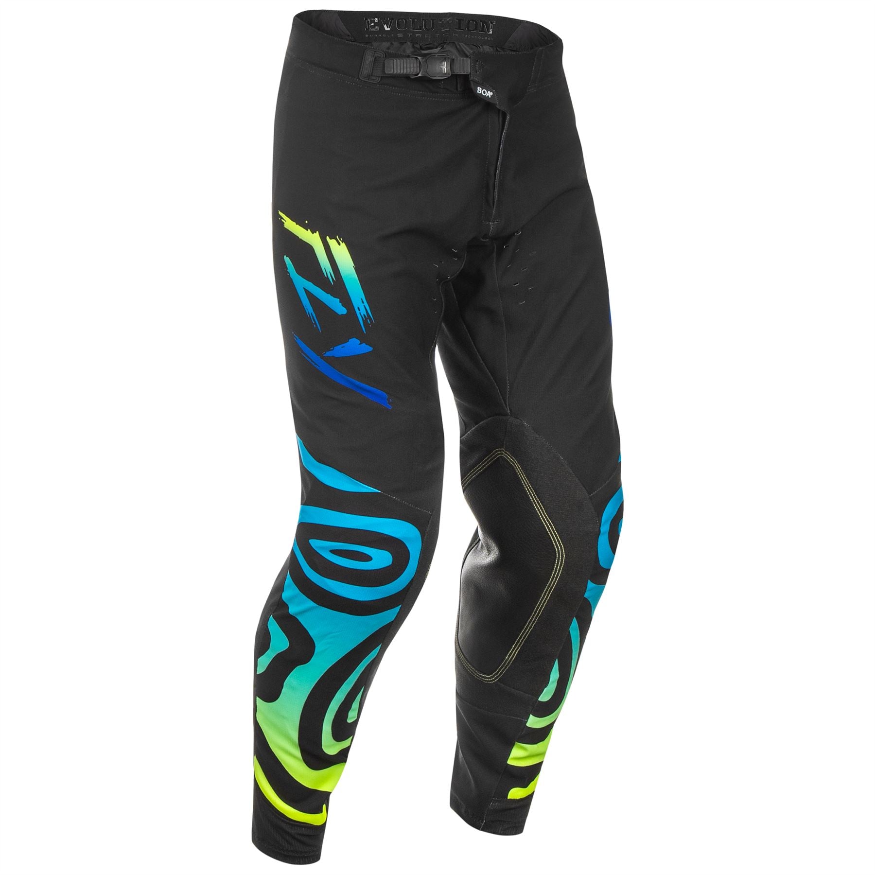 Fly Racing 2025 Evolution DST Zen Motocross Pants Black Blue Yellow