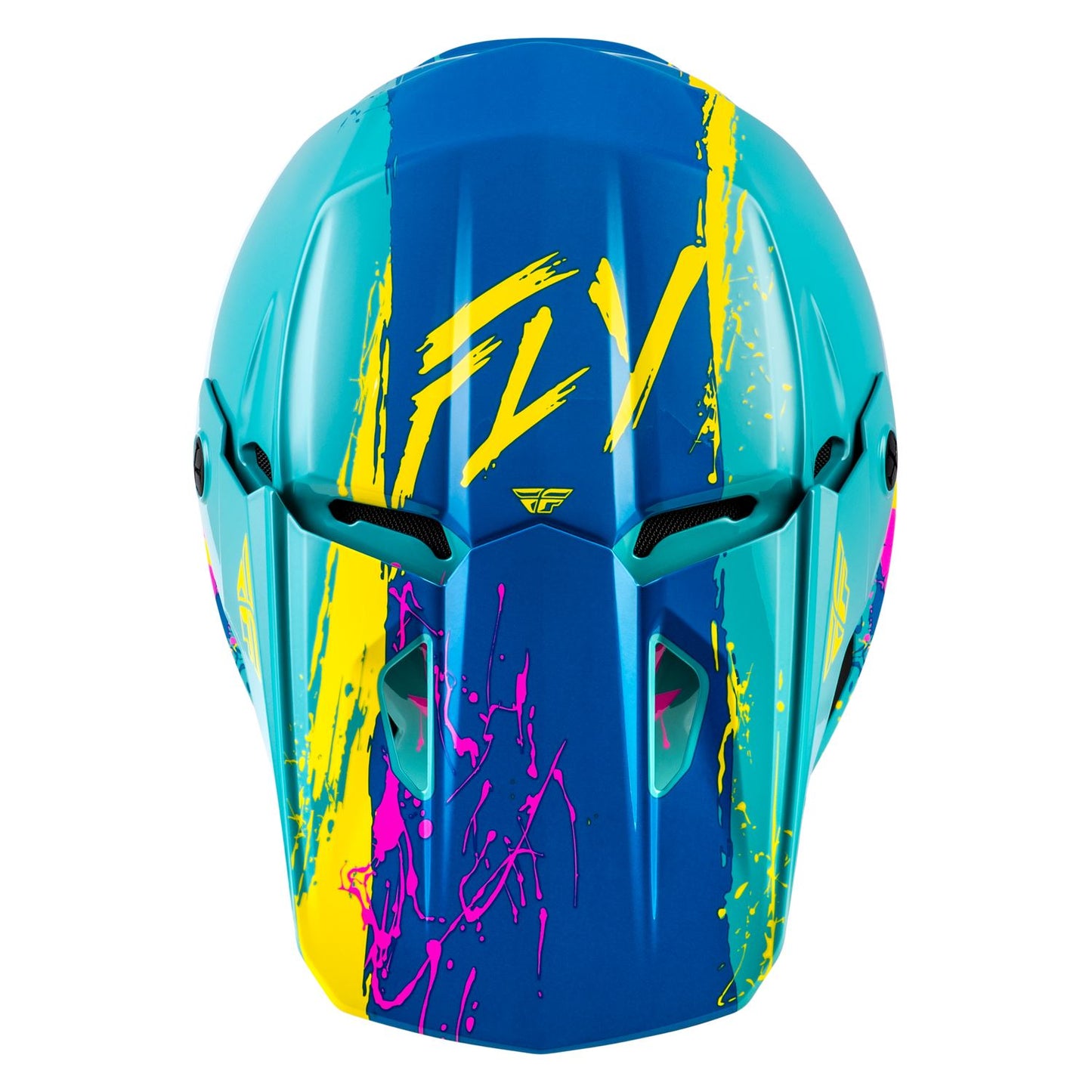Fly Racing 2026 Motocross Helmet Kinetic Drip youth  Turquoise Pink Yellow