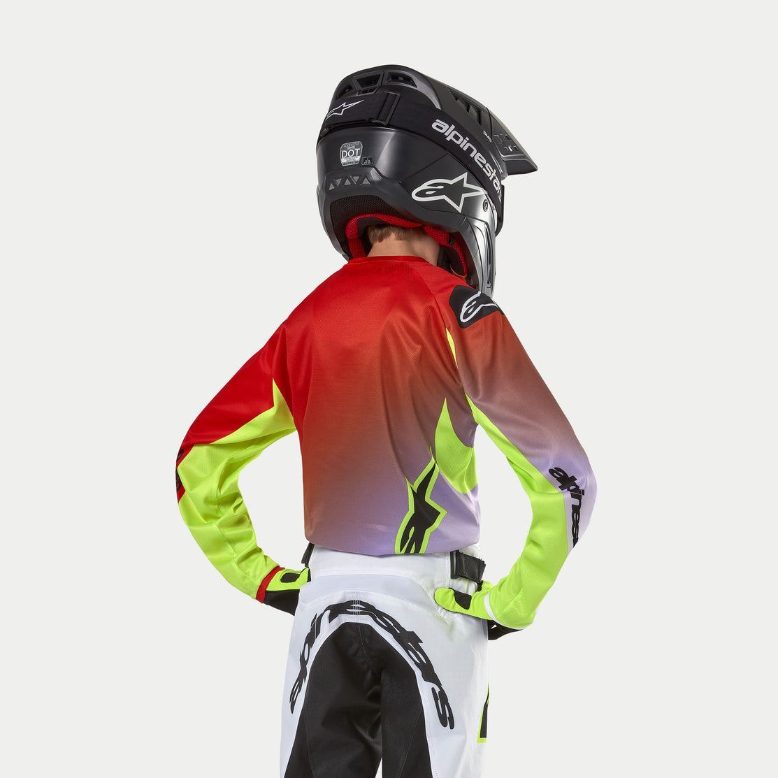 Alpinestars 2024 Racer Lucent Youth Motocross Jersey White Neon Red Yellow Fluo CLEARANCE