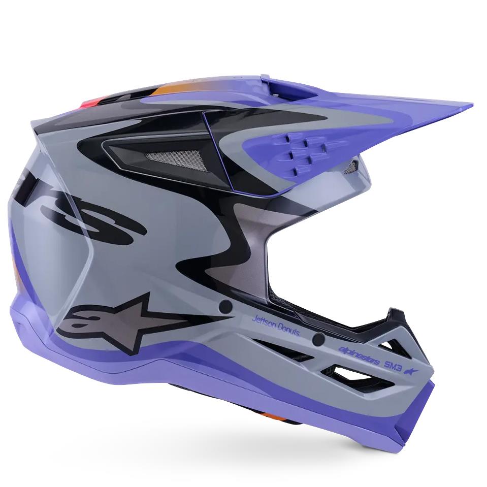 Alpinestars 2026 SM3 Jettson Youth Motocross Helmet Grey Purple Black Glossy