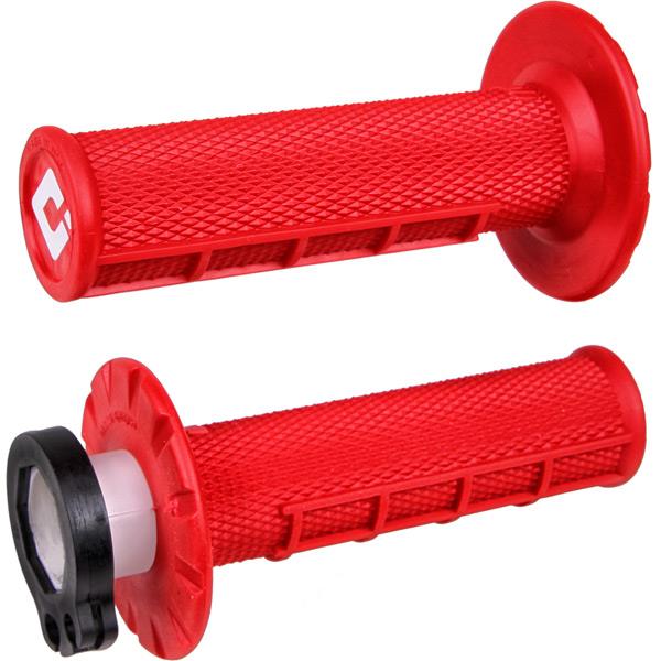 ODI Half Waffle MX Lock-On Grip Set Red For Yamaha YZ 125 1997-2024