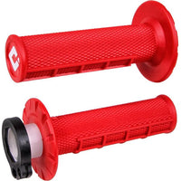 ODI Half Waffle MX Lock-On Grip Set Red For Yamaha TW 225 2001-2024