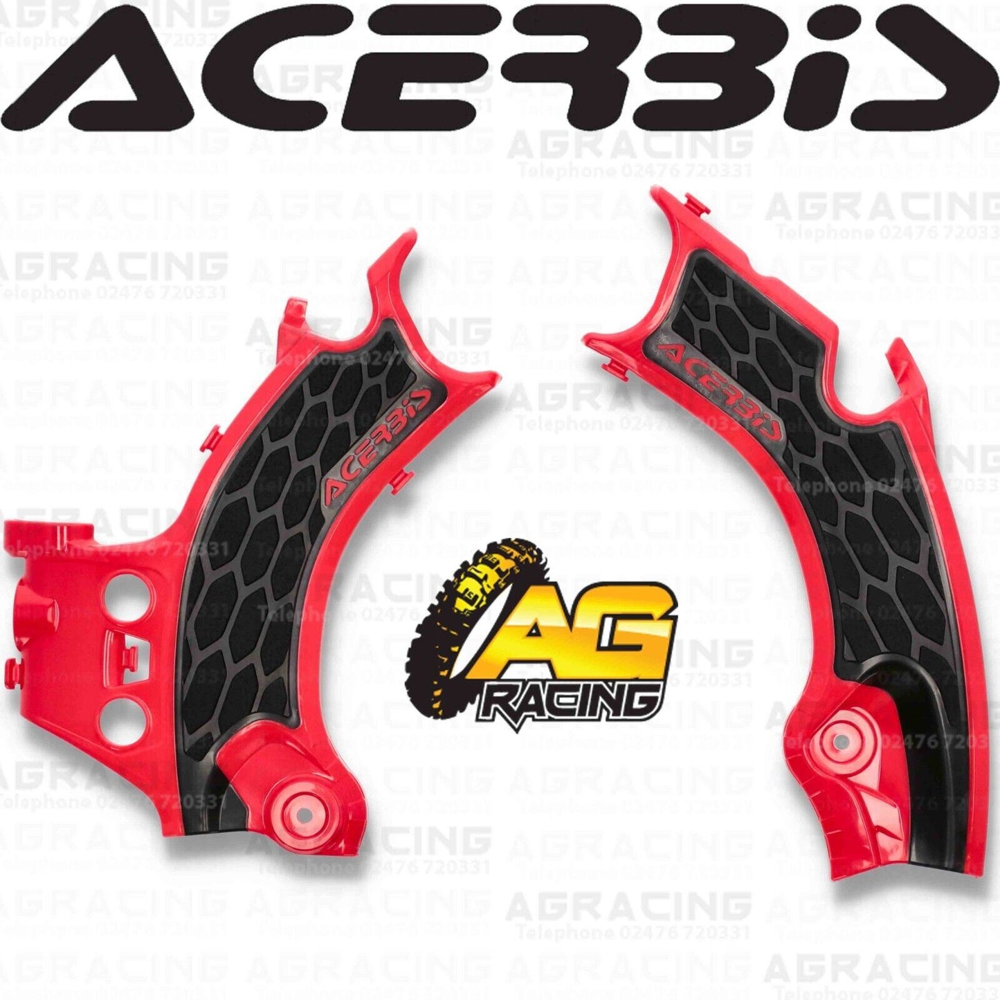 Acerbis X-Grip Frame Protector Guards Red Black For Honda CRF 250 R 2022-2024