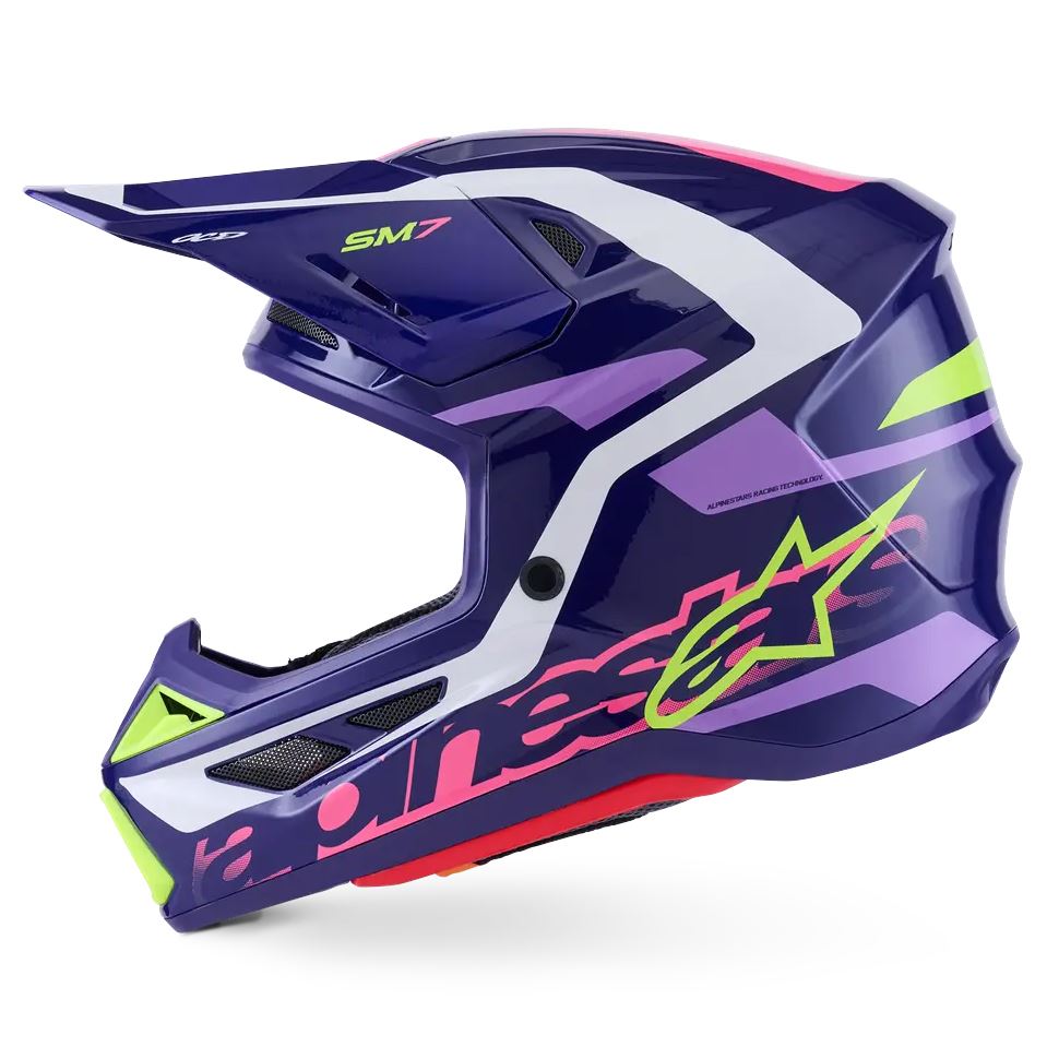 Alpinestars 2026 SM7 Deed Motocross Helmet Purple Pink Glossy