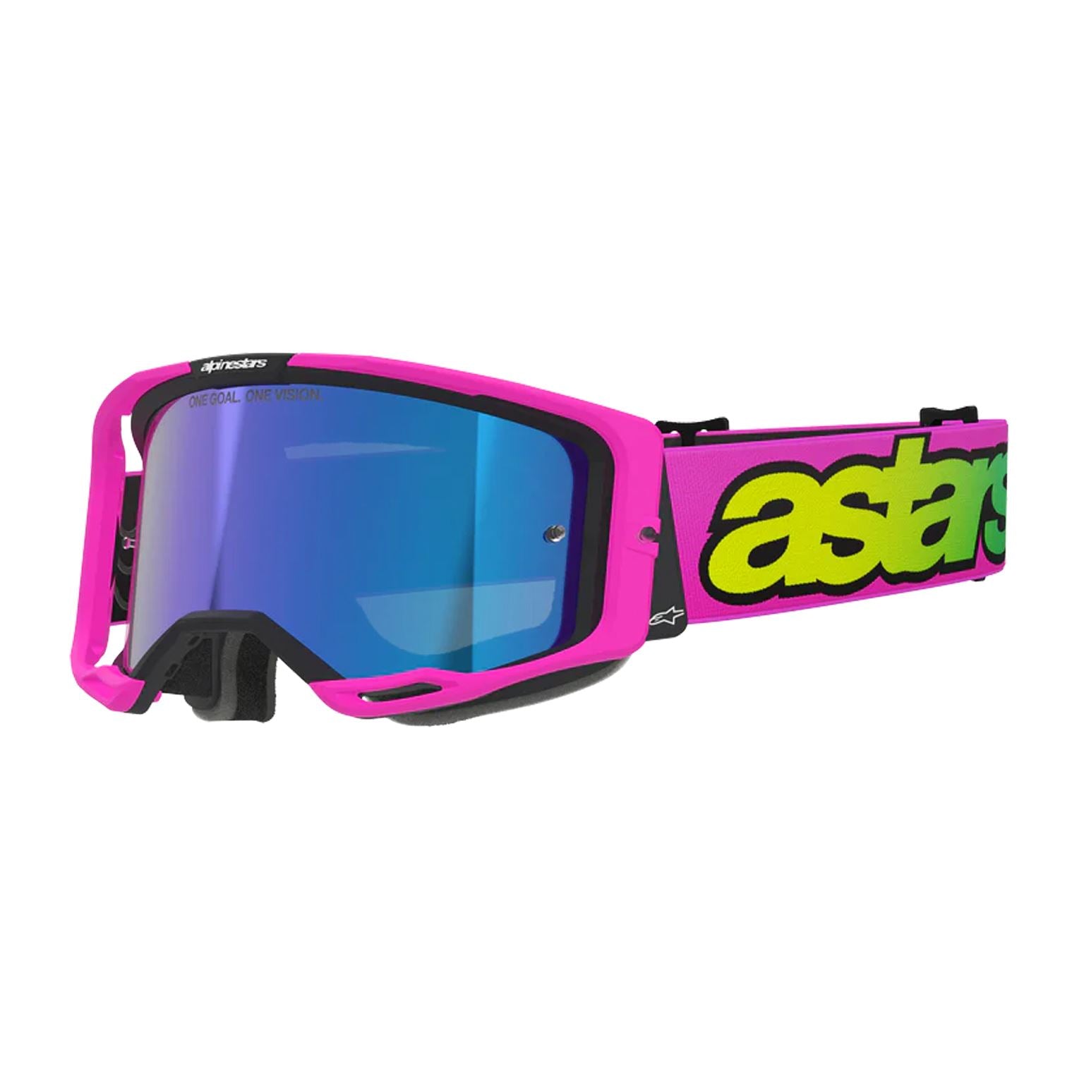 Alpinestars 2026 Vision 8 Vista Motocross Goggles Pink Flo Yellow Flo Mirror Blue One Size