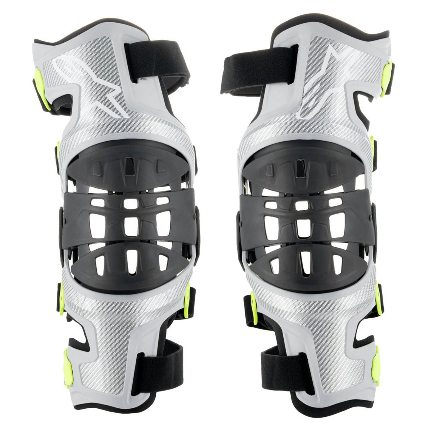 Alpinestars 2024 Bionic-7 Knee Braces Silver Yellow Flou