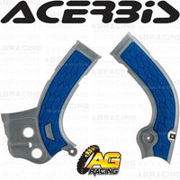 Acerbis X-Grip Frame Protector Guards Silver Blue For Yamaha YZ 450 F 2014-2015