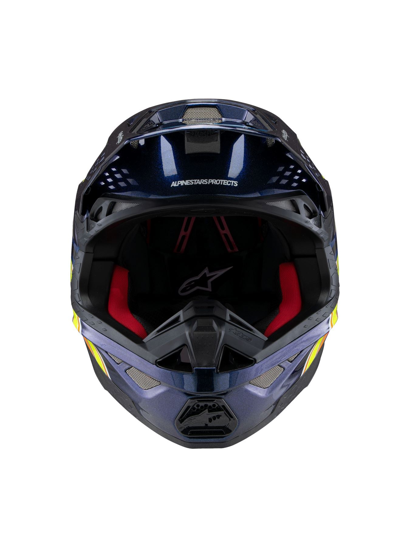 Alpinestars 2026 TLD LImited Edition SM10 Motocross Helmet Dark Blue Orange Yellow Fluo Red Gloss