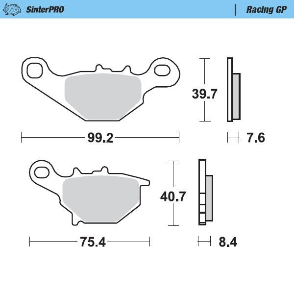 Moto-Master Front Left Pro Racing GP Sintered Brake Pads For Suzuki RM 85 L 2002-2004