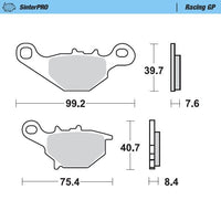 Moto-Master Front Left Pro Racing GP Sintered Brake Pads For Suzuki RM 80 1996-2001