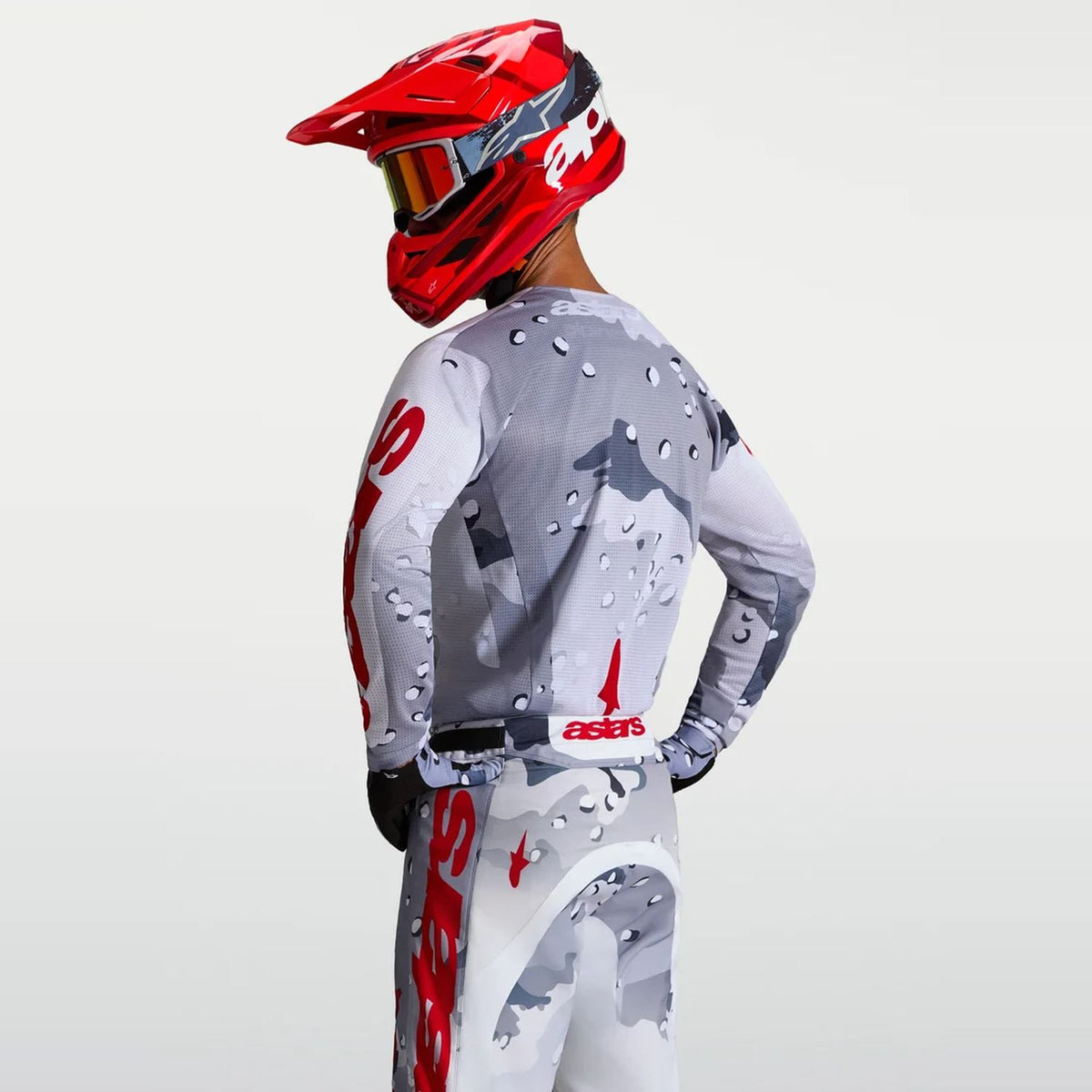 Alpinestars 2027 Racer Air Lone MX Jersey Grey Camo White Fire Red