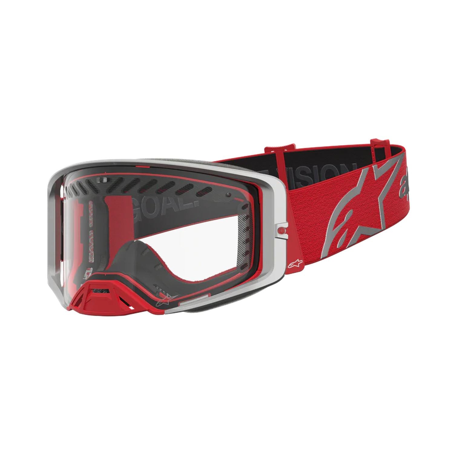 Alpinestars 2027 Supertech Dura Air Fluid MX Goggles Red Silver Clear