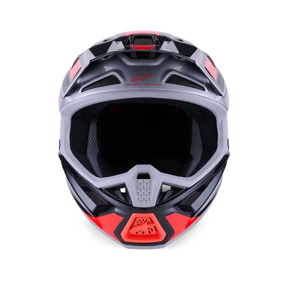 Alpinestars 2026 SM7 Rise Motocross Helmet Black Silver Red Flo