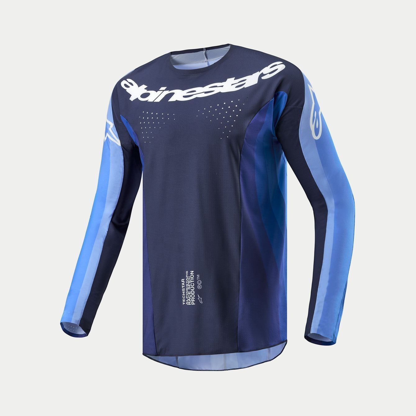 Alpinestars 2024 Techstar Pneuma Motocross Jersey Dark Navy Light Blue Clearance