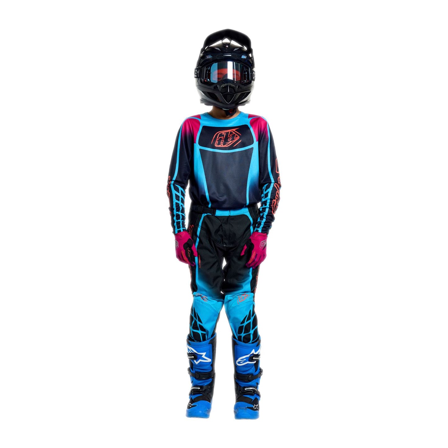 Troy Lee Designs Spring 2026 Youth GP Pro Framework MX Combo Kit Black Cyan