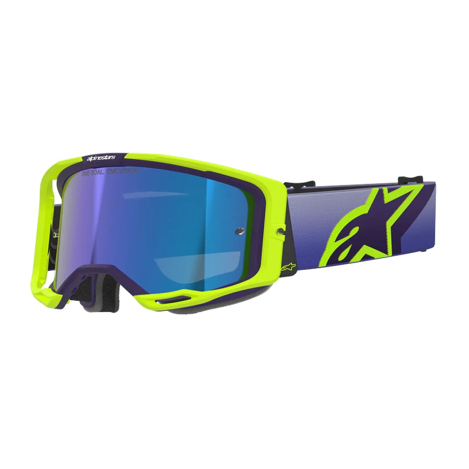 Alpinestars 2026 Vision 8 Corp Motocross Goggles Purple Yellow Flo Mirror Blue One Size