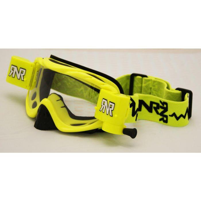 RNR Hybrid Neon Yellow Fully Loaded Goggle Roll Off And Tear Off
