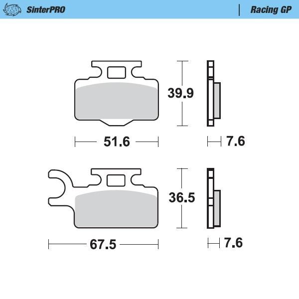 Moto-Master Front Left Pro Racing GP Sintered Brake Pads For Suzuki RM 65 2003-2007