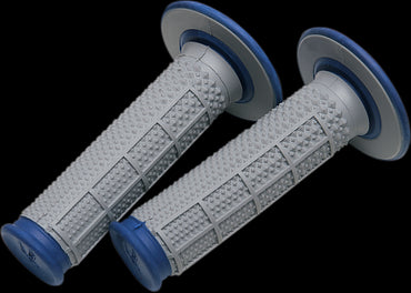 Renthal Dual Compound Tapered Half Waffle Grips Grey Blue MX Enduro