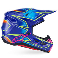 Alpinestars 2026 SM7 Cast Motocross Helmet Blue Pink Yellow Flo Glossy