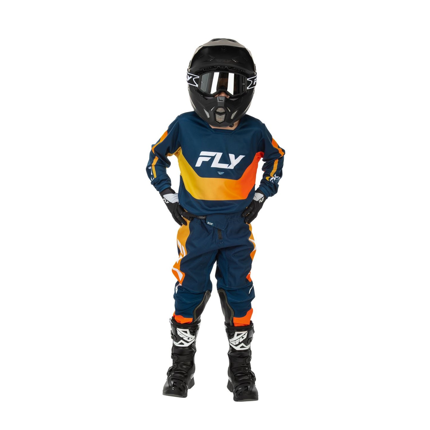 Fly Racing 2026 Motocross Combo Kit Kinetic Mutant Youth  Navy Orange