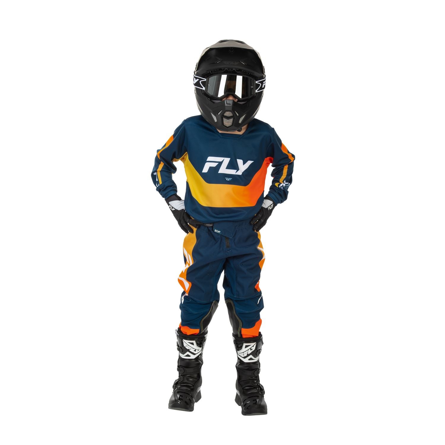 Fly Racing 2026 Motocross Combo Kit Kinetic Mutant Youth  Navy Orange