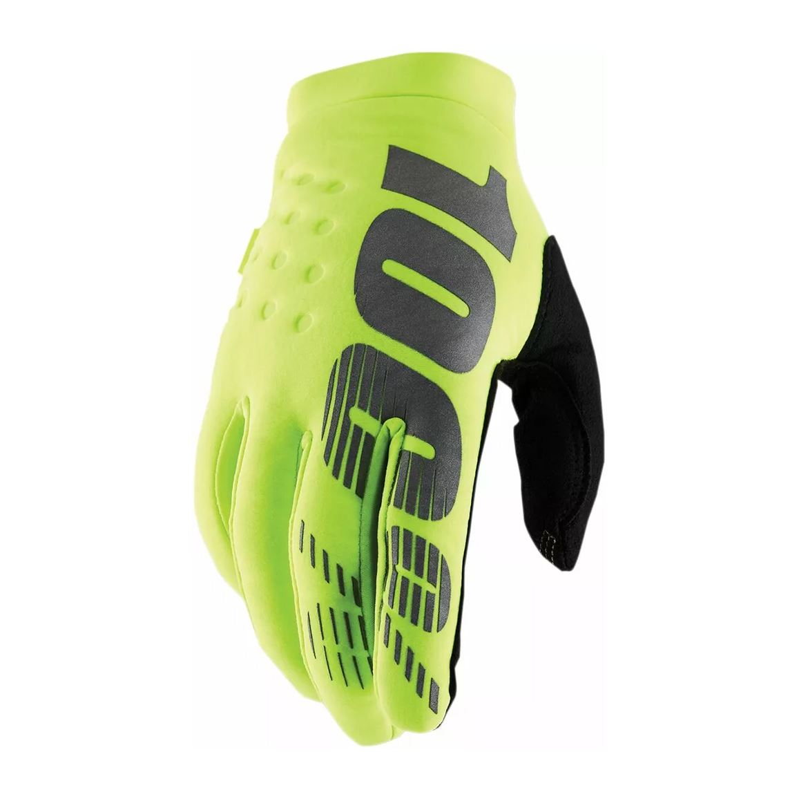 100% MX Gloves Brisker Cold Weather Youth Flou Yellow Black
