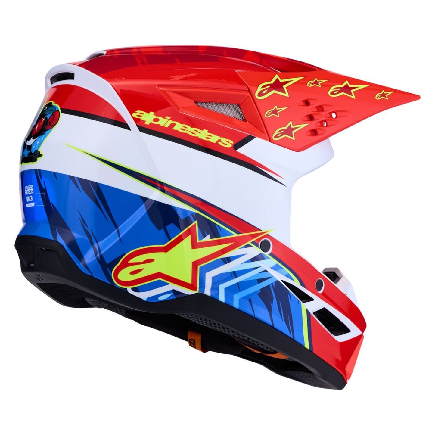 Alpinestars 2027 S-M3 Falcon MX Helmet Red White Blue Yellow Flou