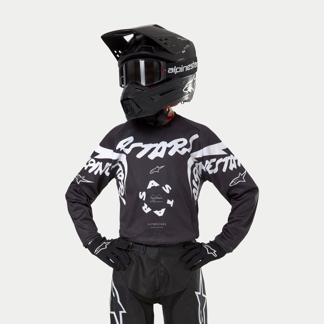 Alpinestars 2024 Racer Hana Youth Motocross Jersey Black White CLEARANCE